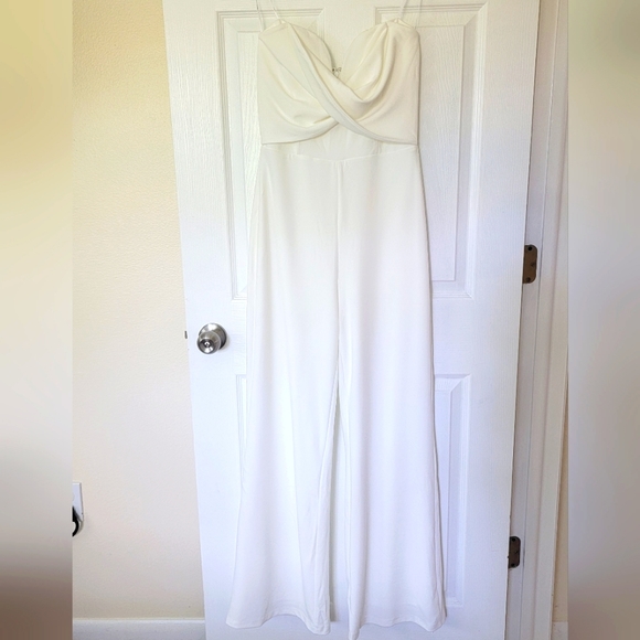 Lulus Total Confidence Strapless Jumpsuit Bridal Romper w/Sweetheart Neckline - Picture 7 of 7